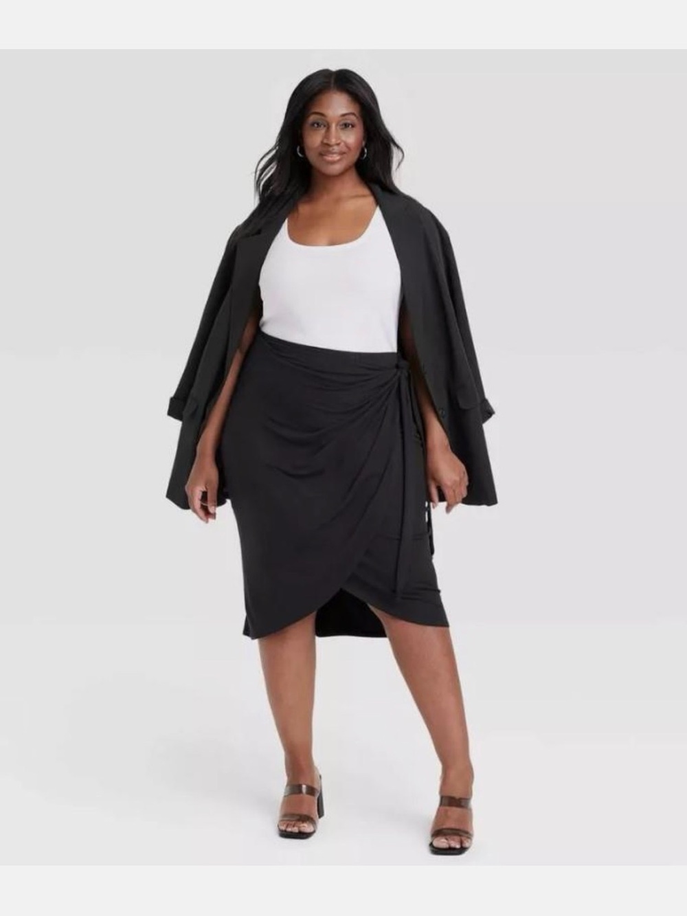 Ava & Viv Faux Wrap Tie Skirt - Picture 2 of 7